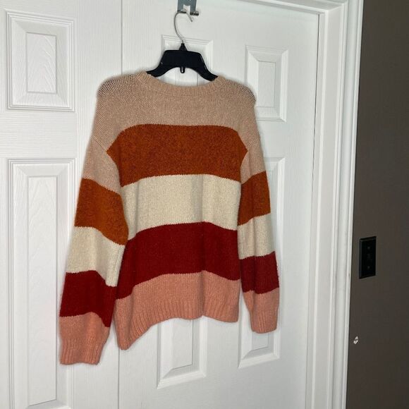 a.n.a. Red, Muave & Cream Striped Fuzzy Sweater - M - Picture 6 of 8